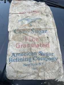 Vtg H&E CANE SUGAR CLOTH BAG AMERICAN SUGAR REFINING CO. NEW YORK, NY 100LBS - Picture 1 of 4