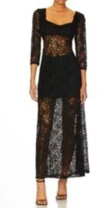 Free People Maxikleid schwarz Spitze Herzausschnitt - Bild 1 von 7