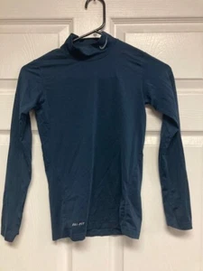 Nike Shirt Kids M Black Long Sleeve Mock Turtle Neck Dri Fit Pro Combat Athletic - Picture 1 of 3