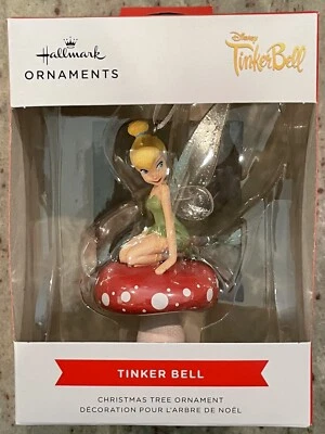 Hallmark Tree Ornament TINKERBELL Fairy Disney Sitting on Mushroom