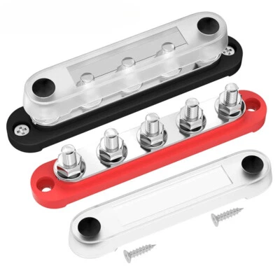 5 x 5/16" (M8) Terminal Studs 12V Bus Bar Max 150A Battery Distribution Block - Image 1 of 4