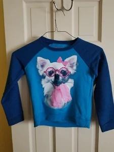 Hanes Girls' Ecosmart ComfortBlend Sweatshirt, Blue White Pink Doggie, M - Picture 1 of 3