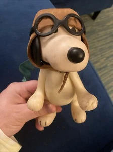 VTG 1966 Flying Ace Snoopy Pilot Figure 7" Tall Flight Cap, Doggles, Scarf! - Picture 1 of 8