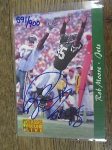 1993 ROB MOORE PRO LINE LIVE CLASSIC NFL NEW YORK JETS SU CARTA AUTOGRAFO /900 - Foto 1 di 3