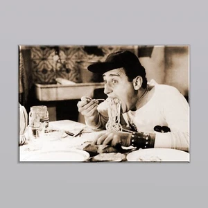 Quadro Stampa Su Tela Alberto Sordi Un Americano A Roma Spaghetti 75X50X2 CM - Bild 1 von 6