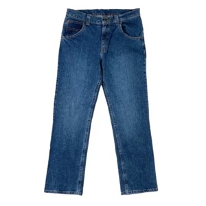 Wrangler Boys Size 16 Worker Denim Jeans Zip Fly Cotton Straight Leg Button - Picture 1 of 8