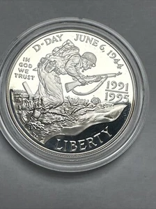 Uncirculated Proof 1995-W West Point Mint D-Day Comm Silver Dollar No Box Or COA - Picture 1 of 8