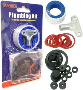 32 TAP LEAKS REPAIR KIT SINKS BATHS KITCHEN WASTE PIPE WASHER SEALS TAPE O RING - Picture 1 of 4