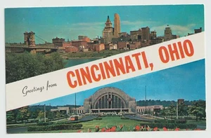 Postcard Cincinnati Ohio Greetings from Large Letters Banner Unused Chrome - Foto 1 di 2