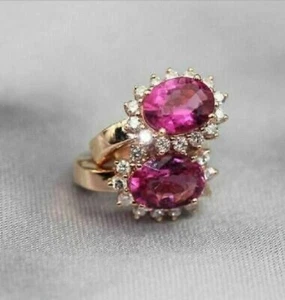 5 Ct Lab-Created Ruby Diamond Drop& Dangle Earrings Solid 14K Rose Gold Finish - Picture 1 of 4