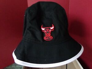 VINTAGE NBA Chicago Bulls Bucket Hat HARDWOOD CLASSIC XL Black  w/WHITE New Era 