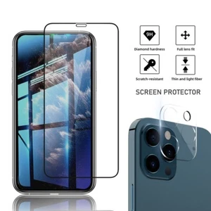 iPhone 15 Pro Full Cover Tempered Glass Screen Protector With Camera Protector - Picture 1 of 9