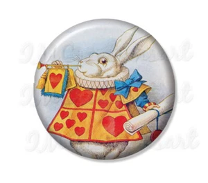 White Rabbit Alice In Wonderland - Handpressed Mirror, Magnet or Pin 2.25" - Picture 1 of 4