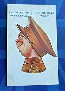 WW1 Military Novelty Comic Postcard 1914 1918 Moving Soldiers Cap SEE ALL PHOTOS - Imagen 1 de 5