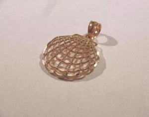 14MM PETITE SOLID 14K ROSE GOLD DC FILIGREE HAWAIIAN SCALLOP SHELL PENDANT #2 - Picture 1 of 3