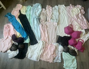 LOT 30 LINGERIE NIGHTGOWNS SLIPS BRAS SLIMMERS ROBES NYLON LACE GLAM USA SEXY - Picture 1 of 14