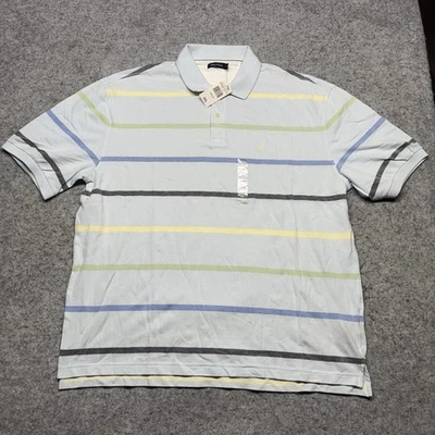 Camisa Polo Nautica Azul Hielo Manga Corta Para Hombre 2XL Rayas Nueva Con Etiquetas Foto 1 de 4