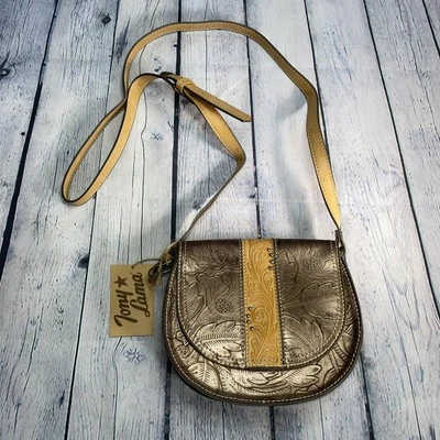 Bolso de montar Tony Lama Western para mujer bronceado floral tooled cuero marrón Foto 1 de 4