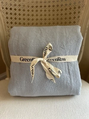 GreenRow Heavy Linen Coverlet 93”x96” Pearl Blue NWOT OPEN BOX - Image 1 of 4