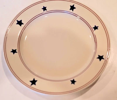 "Plato de cena Hartstone Pottery Stars & Stripes 11 3/8"" rayas rojas finas usado en excelente estado" Foto 1 de 4