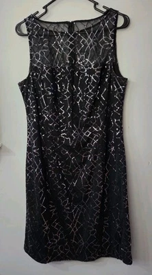 Vestido American Living Embellish Sin Mangas Lentejuelas Negro Talla 12 Fiesta Cóctel Foto 1 de 4