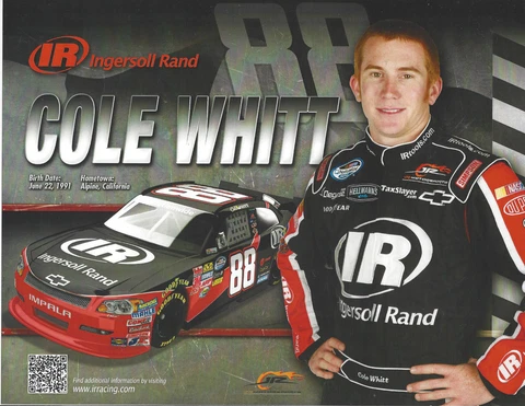 2012 COLE WHITT "INGERSOLL RAND" JR MOTORSPORTS #88 NASCAR NWS BB POSTCARD Cover