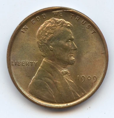 Centavo Lincoln Error 1909VDB (#6485) Obv. Elección de defecto de llanta BU+.  Foto 1 de 2