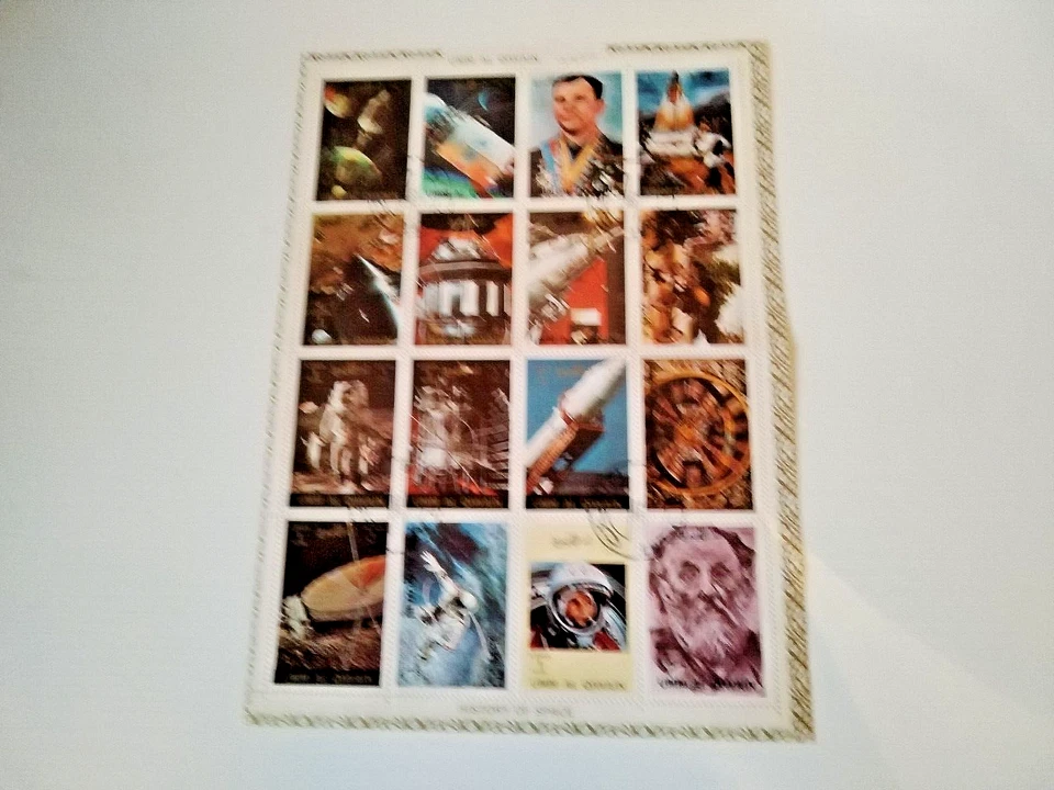 1 BLOC FEUILLET 16 TIMBRES OBLITÉRÉS 1972 AL QIWAIN(Emirat)HISTOIRE DE L'ESPACE - Photo 1/1