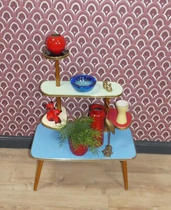 XL Blumenbank 50er Jahre Etagere bunt Messing Blumenhocker retro Deko Original - Bild 1 von 11