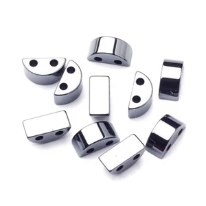 100x Non-Magnetic Hematite Beads Half Round 2 Hole Smooth Loose Beads Black 13mm - Picture 1 of 2