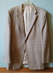 Abrigo deportivo Hickey Freeman mezcla de seda marrón tweed diente de sabueso 44 largo - Imagen 1 de 7