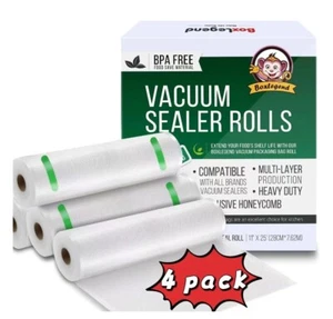 BoxLegend 4 Rollen 11" x 25' Vakuumversiegelung Beutel für Gefrierschrank Lebensmittelsparer, Vakuum Se - Bild 1 von 8