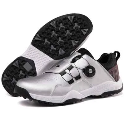 Tenis de golf impermeables para hombre de cuero con púas antideslizantes para entrenamiento de golf zapatos planos Foto 1 de 4