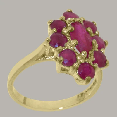 Solid 10k Yellow Gold Natural Ruby Womens Cluster Ring - Sizes 4 to 12 - Image 1 of 4