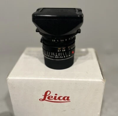 Leica Elmarit-M 28mm f2.8 E46 Lens #11809 Hood + Leather case + box vintage - Image 1 of 4