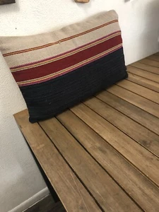 1 Pottery Barn Canton Lumber Pillow Cover Stripe Wool Cotton Textured 16x26 NWOT - Picture 1 of 12