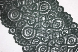 4.75 yards Dark Forest Green sewing scalloped LINGERIE STRETCH lace 6.5" wide - Imagen 1 de 3