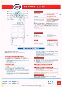 AUSTIN MORRIS 1800 LANDCRAB '64-67 ORIGINAL ESSO MAINTENANCE & LUBRICATION CHART - Picture 1 of 1