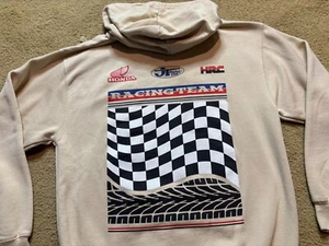 Honda JT Racing Motocross MX Beige Hoodie Hooded Pullover Sweatshirt Mens Medium - Picture 1 of 8