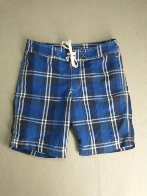 Pantalones cortos de baño Express para hombre 28 azules a cuadros bolsillos delanteros planos cordón   Foto 1 de 4