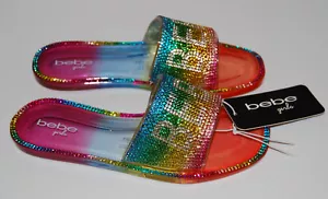 NWB bebe girls Girls Rainbow Multicolor Jelly Pool Slide Sandals sz 13 1 2 3 4 - Picture 1 of 15
