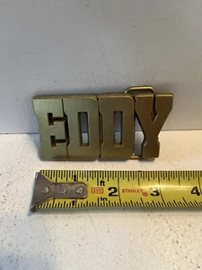 - Vintage 1980’s brass colored belt buckle Eddy name - Picture 1 of 4