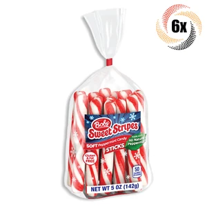 6x Bags Bob's Sweet Stripes Soft All Natural Peppermint Candy Sticks | 5oz - Picture 1 of 1