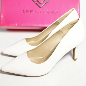Dream Pairs Kucci Wedding Prom White Patent Stiletto Pointed Toe Shoe Size W 6.5 - Picture 1 of 6