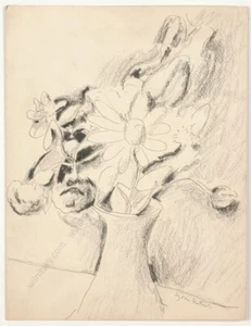 Boris Deutsch (1892-1978) "Flowers in vase", drawing, ca. 1925 - Picture 1 of 12