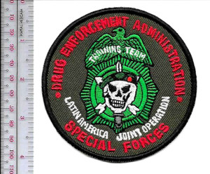 DEA Drug Enforment Admin & 7th Special Forces Group ABN Joint Op Patch vel hooks