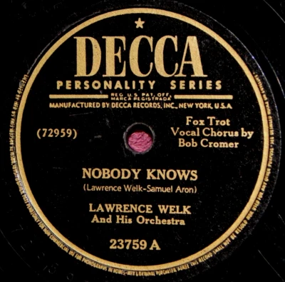 Lawrence Welk Nobody Knows / Josephine 78 PLAY GRADED Fully Tested - Image 1 of 4