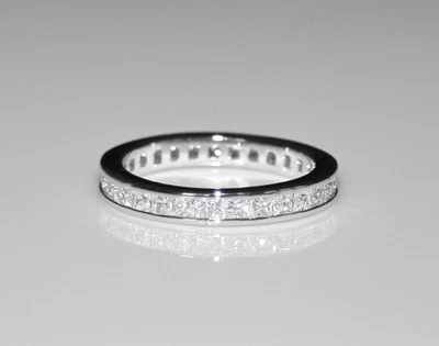 3mm Sterling Silver Princess Cut CZ Cubic Zirconia Eternity Ring (Sizes H - V) - Image 1 of 2