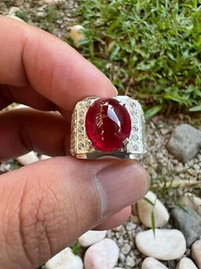 5.0 Cts Natural Glassfilled Ruby Gemstone 14k White Gold Men's Ring Valentine SR - Picture 1 of 8