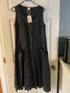 Lintico black size M 100% linen dress NWT - Picture 1 of 6